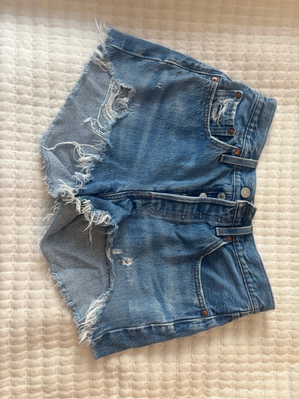 Levi's Distressed Light Blue Denim Cutoff Shorts